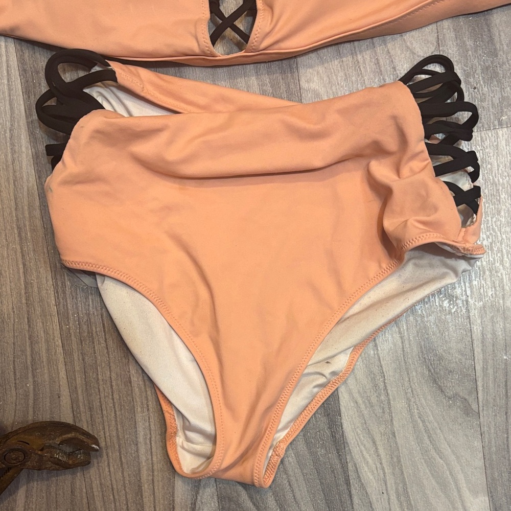 Victoria's Secret Peach and Black Bikini Set - Picture 2 of 3